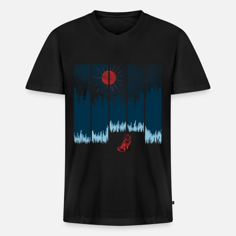 Fuchs - Männer Premium Bio T-Shirt mit V-Ausschnitt - Schwarz