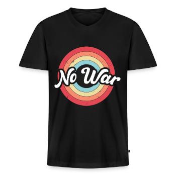 Wo War Friede Retro Ring Regenbogen Kreis Frieden - Männer Premium Bio T-Shirt mit V-Ausschnitt - Schwarz - Vorne - Nico (187cm)