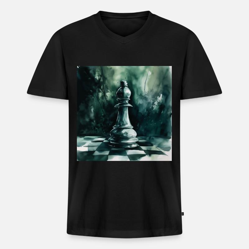 Türkiser Schachläufer - Männer Premium Bio T-Shirt mit V-Ausschnitt - Schwarz