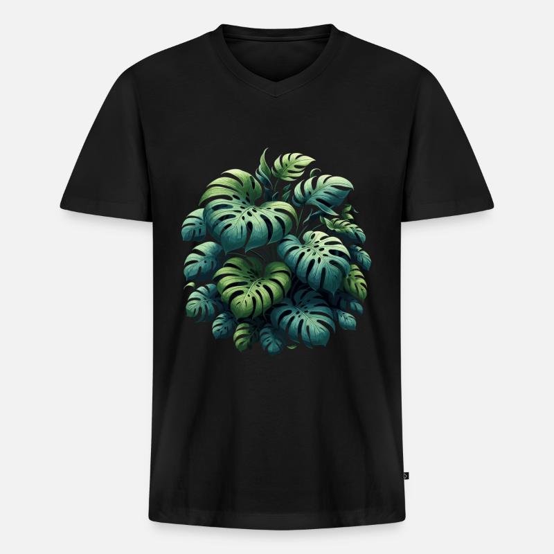 Monstera deliciosa Geschenk - Männer Premium Bio T-Shirt mit V-Ausschnitt - Schwarz