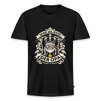 Seine Majestät der Opa - Männer Premium Bio T-Shirt mit V-Ausschnitt - Schwarz - Vorne - Nico (187cm)