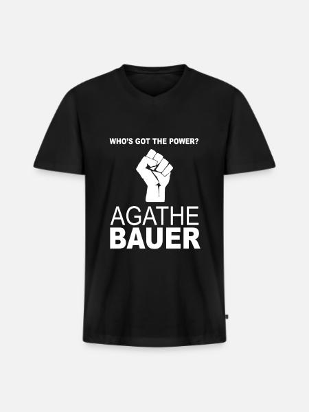 Agathe Bauer Power Wer hat die Macht des Ohrwurms - Männer Premium Bio T-Shirt mit V-Ausschnitt - Schwarz