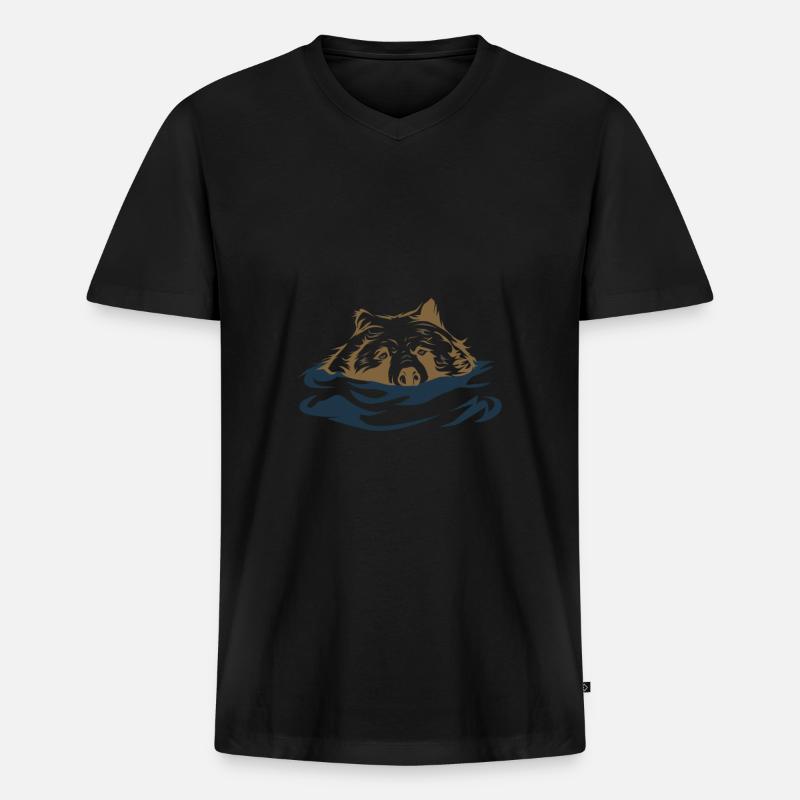 Grizzlybär Schwimmen Geschenkidee - Männer Premium Bio T-Shirt mit V-Ausschnitt - Schwarz