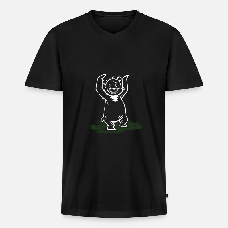 Tanzbär Angeheitert Geschenkidee - Männer Premium Bio T-Shirt mit V-Ausschnitt - Schwarz
