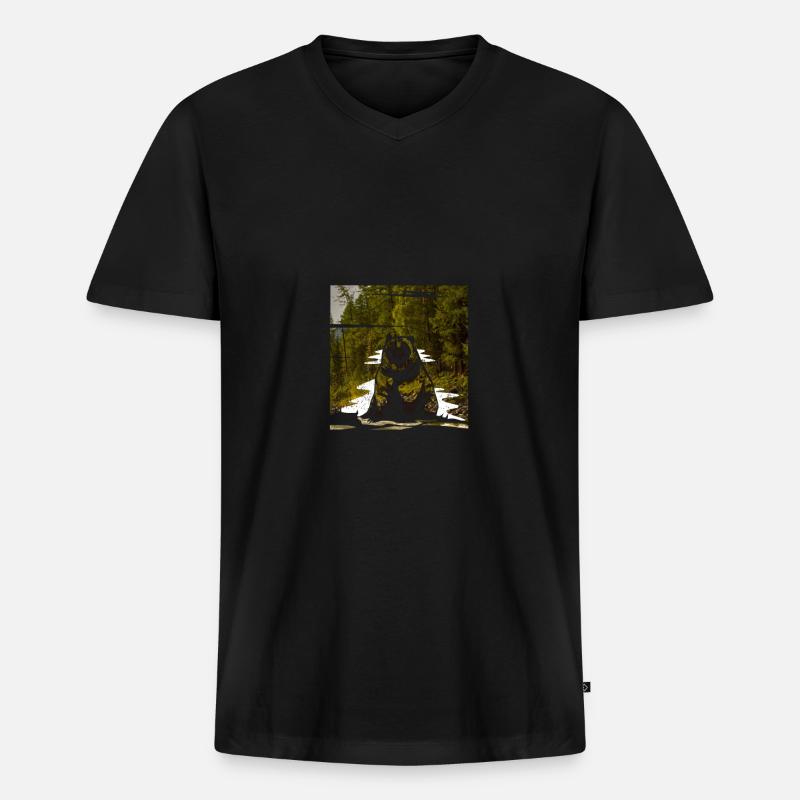 Bärchen Braunbär Grizzly Geschenk - Männer Premium Bio T-Shirt mit V-Ausschnitt - Schwarz