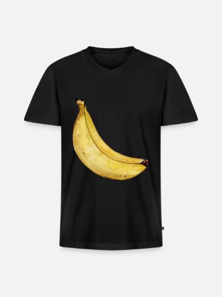 Banane - Männer Premium Bio T-Shirt mit V-Ausschnitt - Schwarz