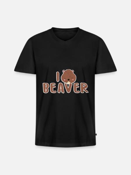 castor - T-shirt encolure en V Premium bio Homme - noir