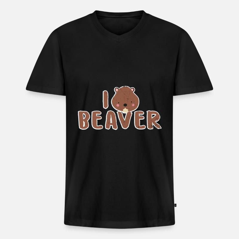Biber - Männer Premium Bio T-Shirt mit V-Ausschnitt - Schwarz