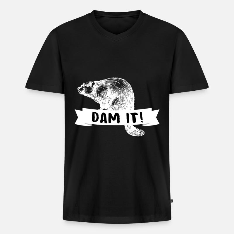 Biber - Männer Premium Bio T-Shirt mit V-Ausschnitt - Schwarz