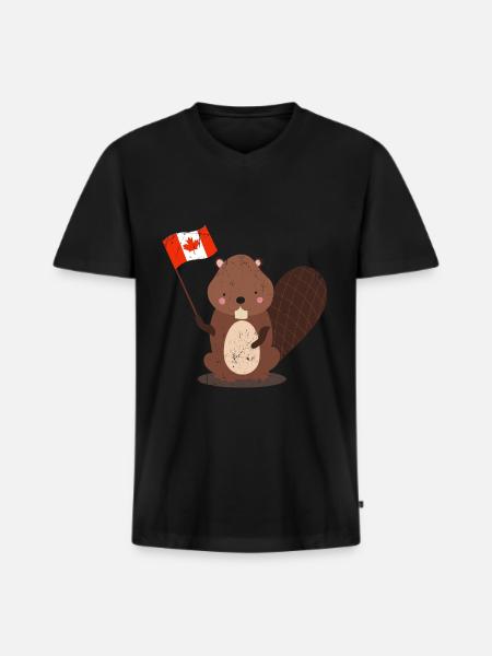 Biber - Männer Premium Bio T-Shirt mit V-Ausschnitt - Schwarz