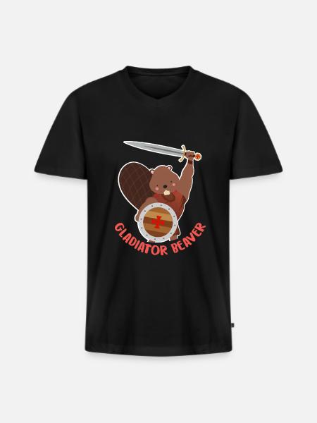 Biber - Männer Premium Bio T-Shirt mit V-Ausschnitt - Schwarz
