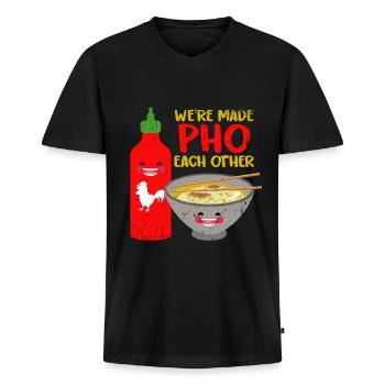 Pho Suppe - Männer Premium Bio T-Shirt mit V-Ausschnitt - Schwarz - Vorne - Nico (187cm)