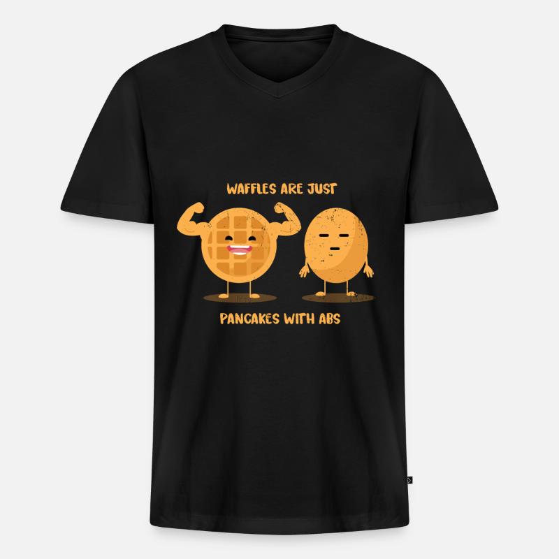 Waffel - Männer Premium Bio T-Shirt mit V-Ausschnitt - Schwarz