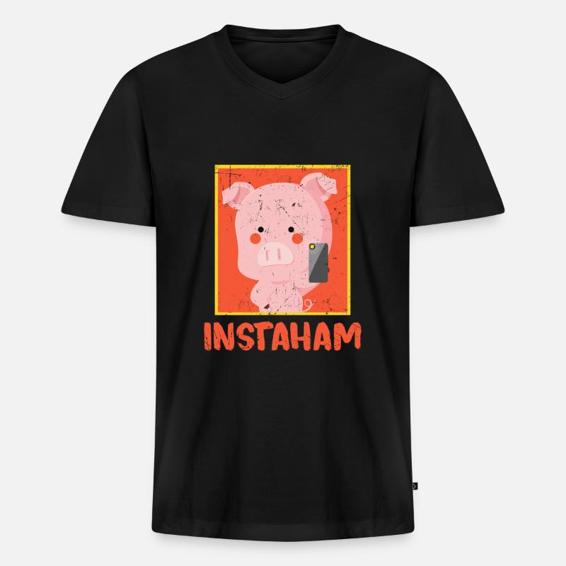 Insta - Männer Premium Bio T-Shirt mit V-Ausschnitt - Schwarz