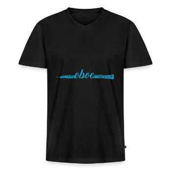 Oboe - Männer Premium Bio T-Shirt mit V-Ausschnitt - Schwarz - Vorne - Nico (187cm)
