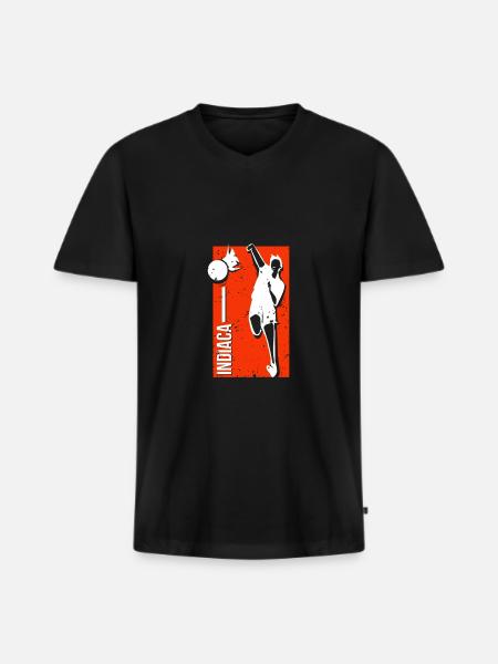 Indiaca Rückschlagspiel Freizeit Geschenkidee - Männer Premium Bio T-Shirt mit V-Ausschnitt - Schwarz