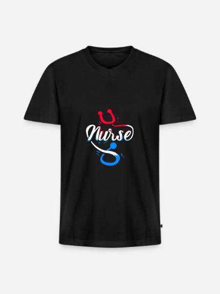 Stéthoscope infirmière - T-shirt encolure en V Premium bio Homme - noir