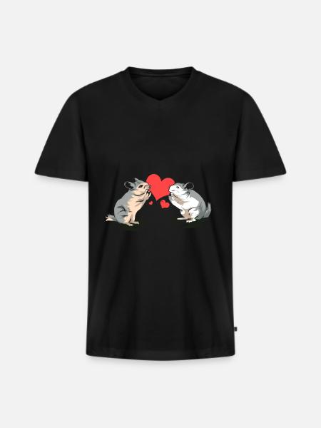 chinchilla - T-shirt encolure en V Premium bio Homme - noir