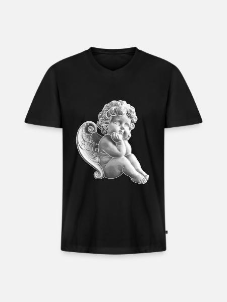Engel Angel Engelchen Geschenkidee - Männer Premium Bio T-Shirt mit V-Ausschnitt - Schwarz