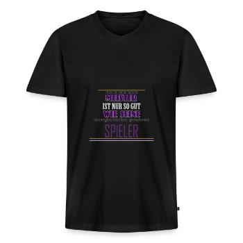 Meister DM RPG Pen and Paper D20 Fantasy Geschenk - Männer Premium Bio T-Shirt mit V-Ausschnitt - Schwarz - Vorne - Nico (187cm)