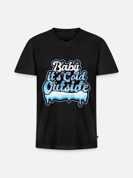 Bébé d'hiver gel froid - T-shirt encolure en V Premium bio Homme - noir