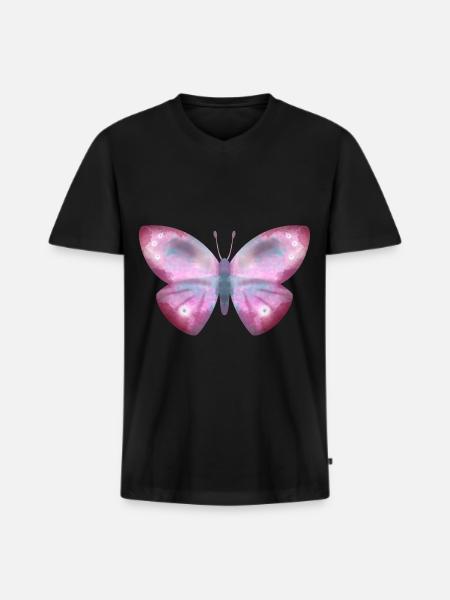 Schmetterling - Männer Premium Bio T-Shirt mit V-Ausschnitt - Schwarz