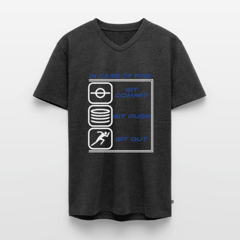 "Im Falle eines Feuers Git Commit Git Push Git Männer Premium Bio T-Shirt mit V-Ausschnitt