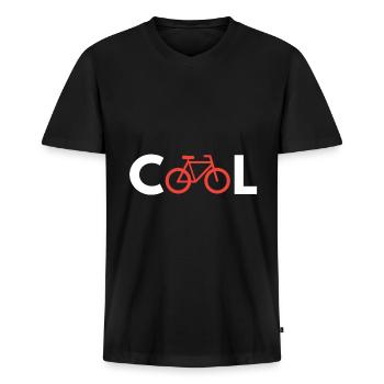 Fahrrad, Fahrrad fahren, Rad, Bike, Radeln, Sport - Männer Premium Bio T-Shirt mit V-Ausschnitt - Schwarz - Vorne - Nico (187cm)