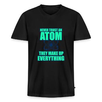 atom - Männer Premium Bio T-Shirt mit V-Ausschnitt - Schwarz - Vorne - Nico (187cm)