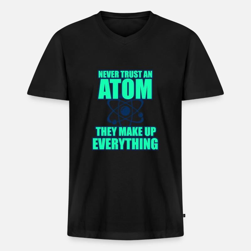 atom - Männer Premium Bio T-Shirt mit V-Ausschnitt - Schwarz