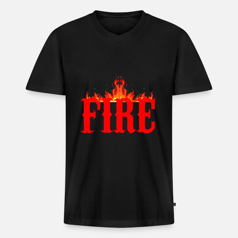 Fire - Männer Premium Bio T-Shirt mit V-Ausschnitt - Schwarz