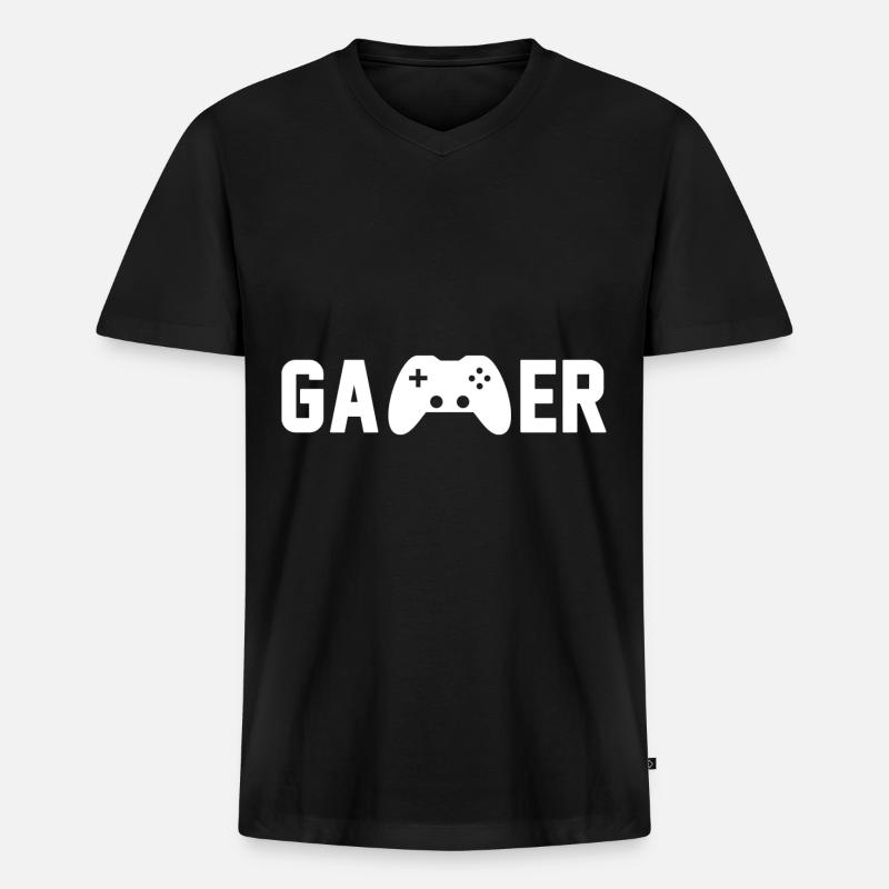 Gamer - Männer Premium Bio T-Shirt mit V-Ausschnitt - Schwarz