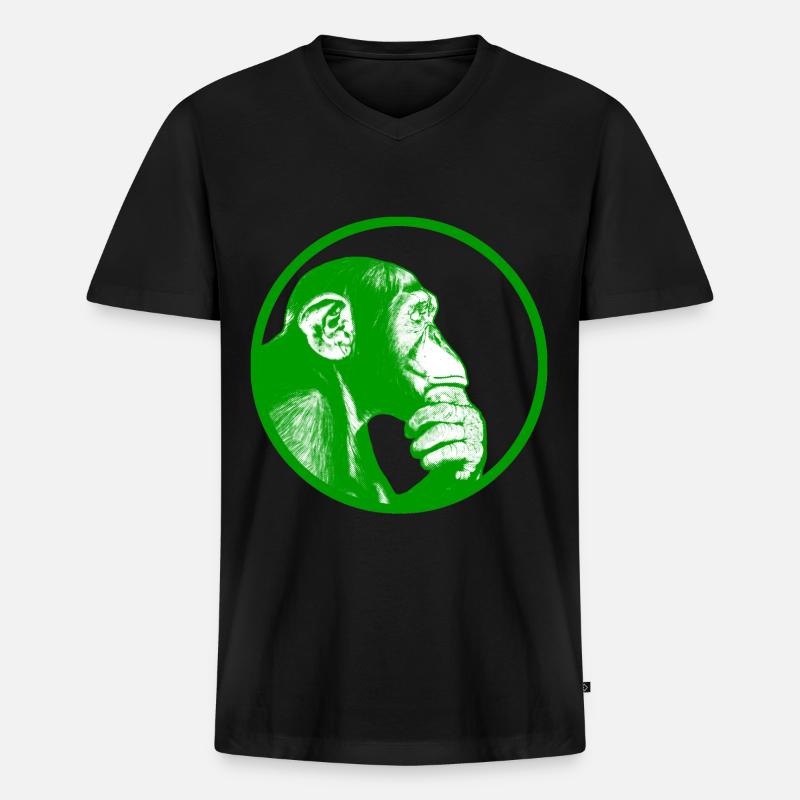 Denke nach Affe Schimpanse - Männer Premium Bio T-Shirt mit V-Ausschnitt - Schwarz