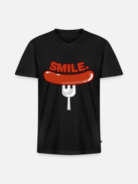 happiness - T-shirt encolure en V Premium bio Homme - noir