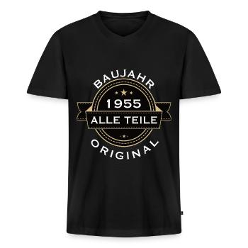 Baujahr Geburtsjahr Geburtstag 1955 Geburtsdatum - Männer Premium Bio T-Shirt mit V-Ausschnitt - Schwarz - Vorne - Nico (187cm)