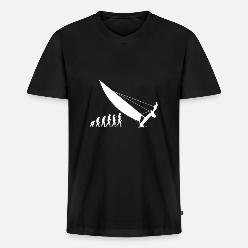 Evolution Katamaran - Männer Premium Bio T-Shirt mit V-Ausschnitt - Schwarz