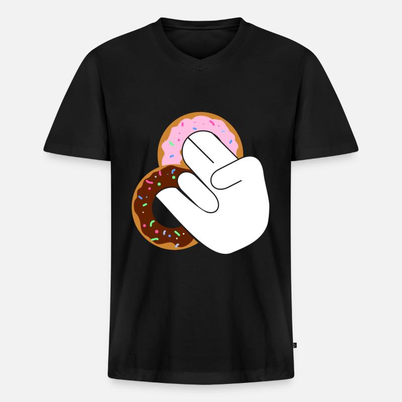 Donuts? - Männer Premium Bio T-Shirt mit V-Ausschnitt - Schwarz