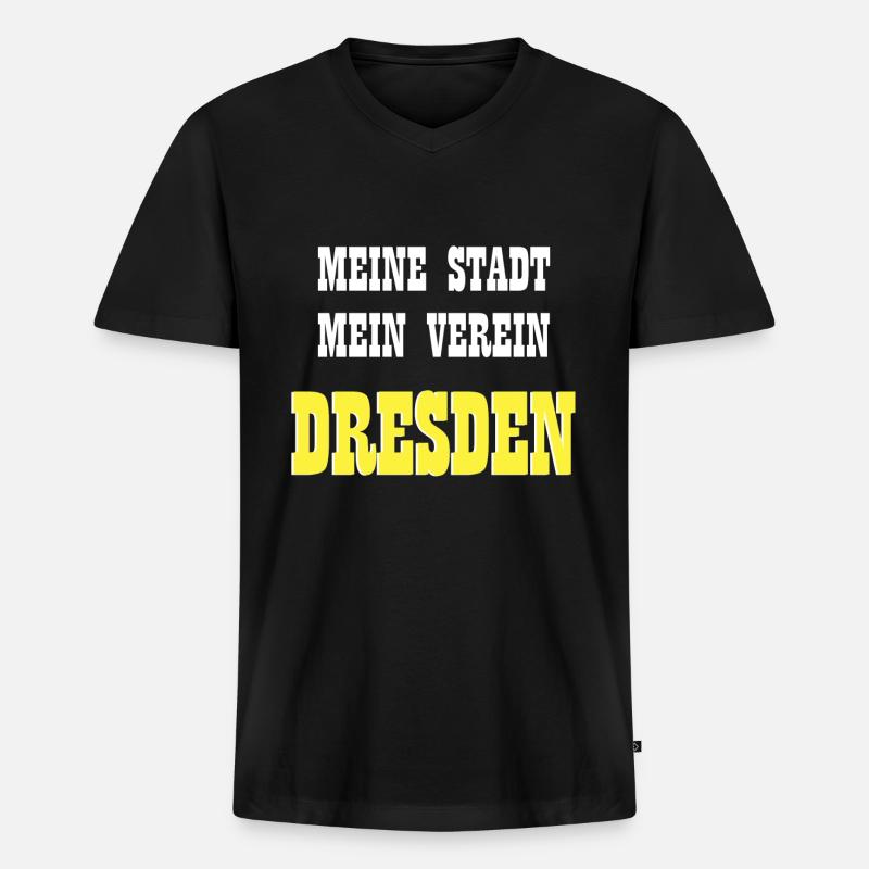 Dresden - Männer Premium Bio T-Shirt mit V-Ausschnitt - Schwarz