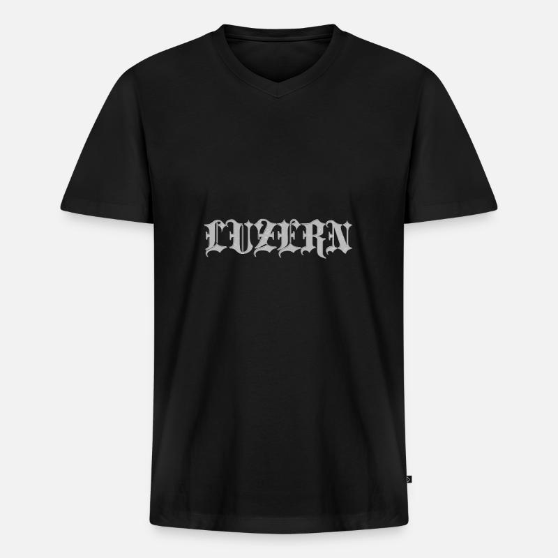 Luzern - Männer Premium Bio T-Shirt mit V-Ausschnitt - Schwarz