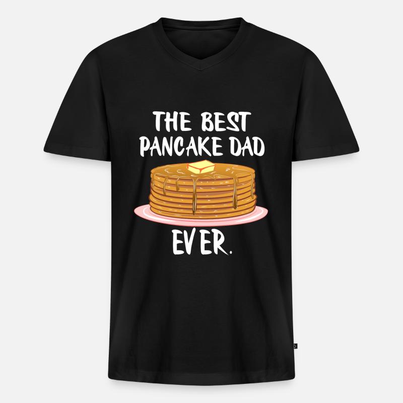 Pancake Dad - Männer Premium Bio T-Shirt mit V-Ausschnitt - Schwarz