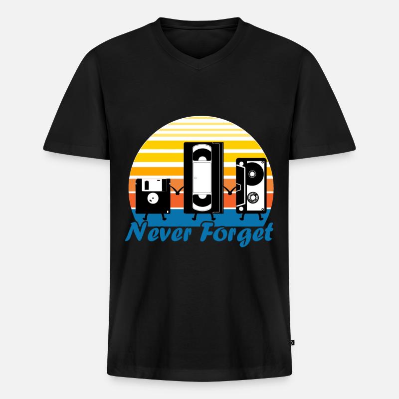 Never Forget - Männer Premium Bio T-Shirt mit V-Ausschnitt - Schwarz