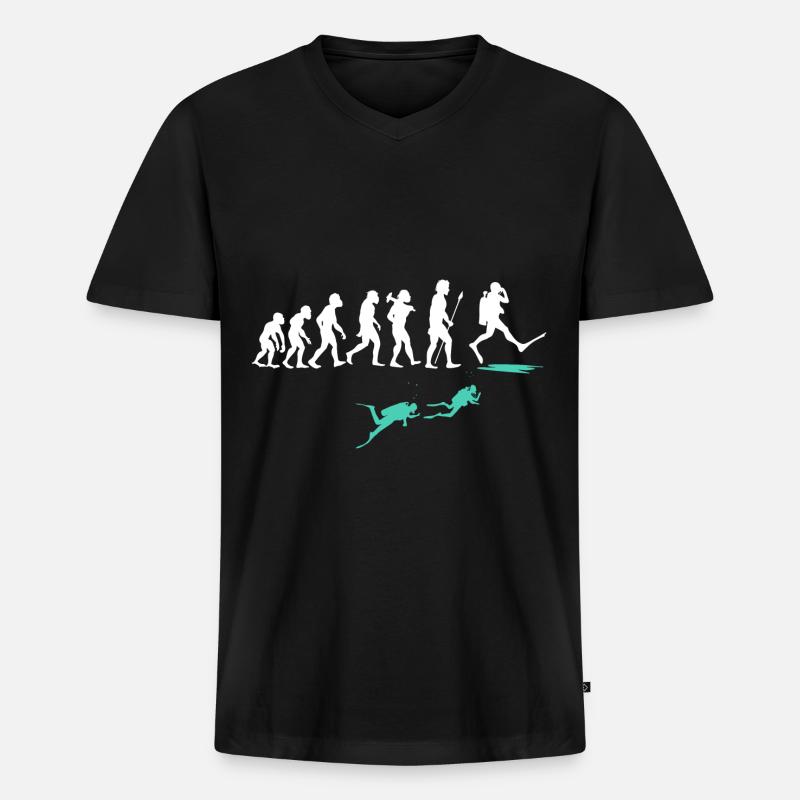 Funny diving evolution - Men's Premium Organic T-shirt with V-neck - black