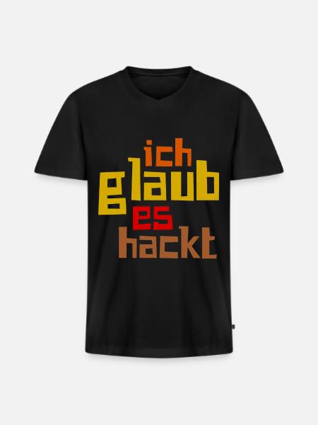 Ich Glaub Es Hackt - Männer Premium Bio T-Shirt mit V-Ausschnitt - Schwarz