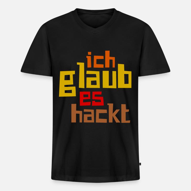 Ich Glaub Es Hackt - Männer Premium Bio T-Shirt mit V-Ausschnitt - Schwarz