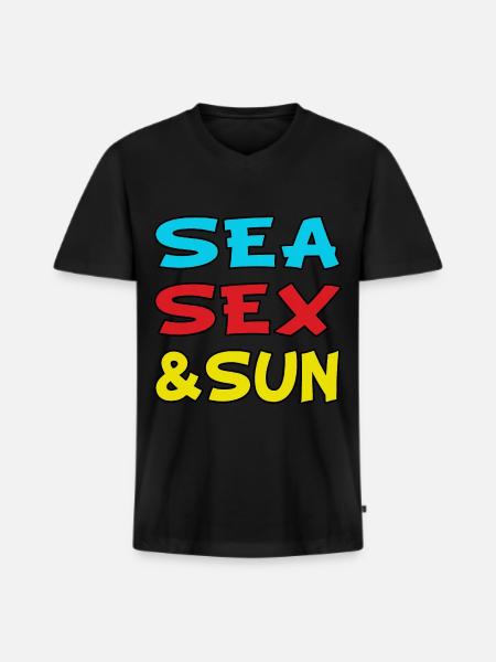 Seesex und Sonne - Männer Premium Bio T-Shirt mit V-Ausschnitt - Schwarz