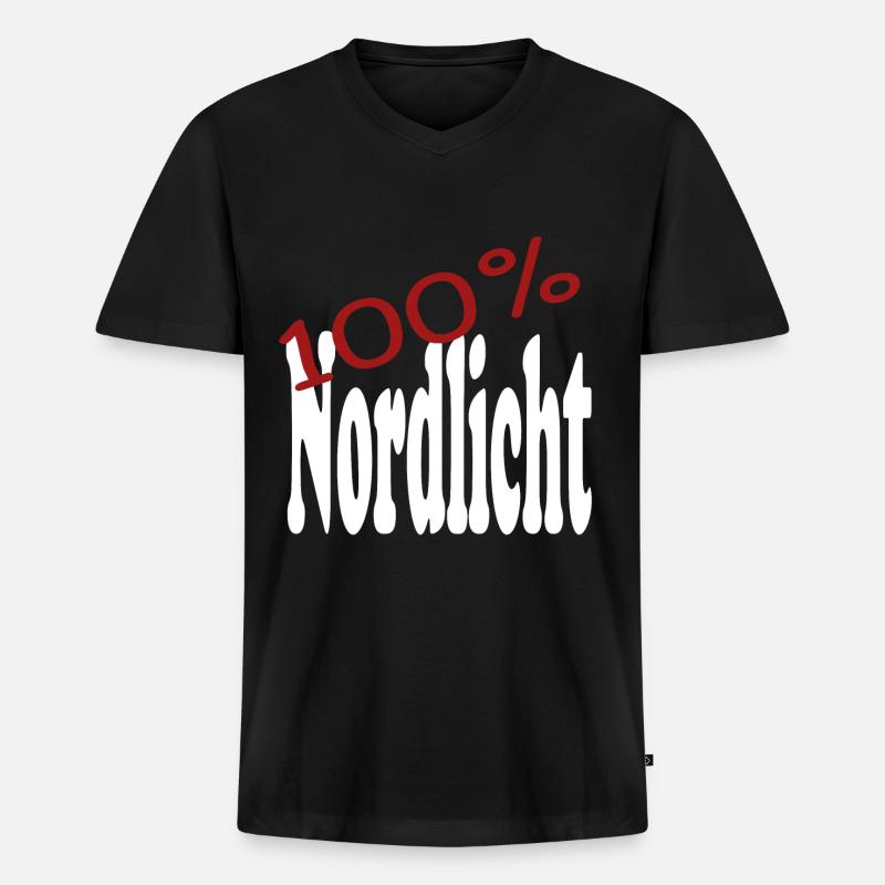 nordlicht w - Männer Premium Bio T-Shirt mit V-Ausschnitt - Schwarz