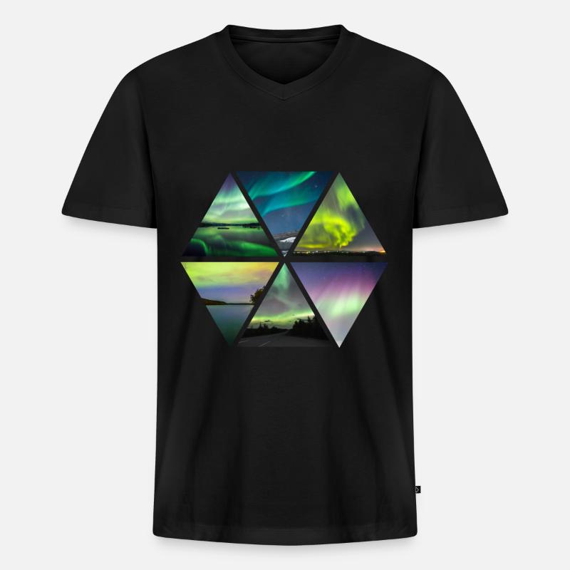 Polar Lichter - Männer Premium Bio T-Shirt mit V-Ausschnitt - Schwarz