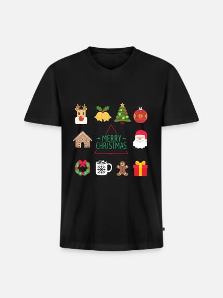 Merry Christmas - T-shirt encolure en V Premium bio Homme - noir