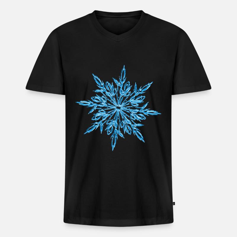 Schneeflocke Eiskristall Winter - Männer Premium Bio T-Shirt mit V-Ausschnitt - Schwarz