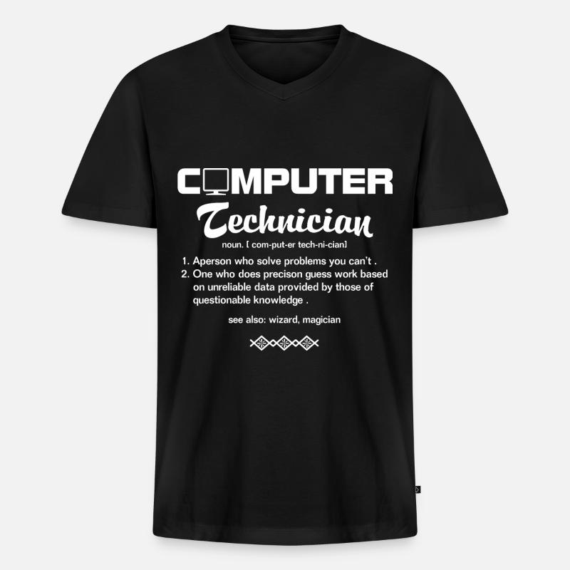 Computer Technician - Männer Premium Bio T-Shirt mit V-Ausschnitt - Schwarz